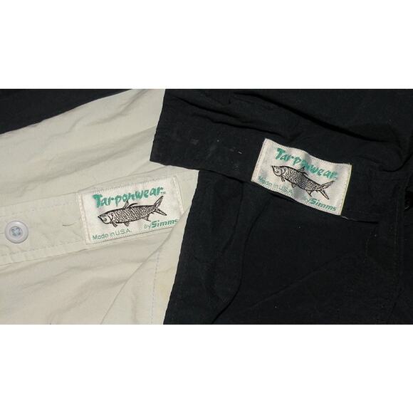 2 Simms Tarponwear Men’s Large LS Vented Button Fishing Shirts Black Lt Gray USA - Picture 4 of 4